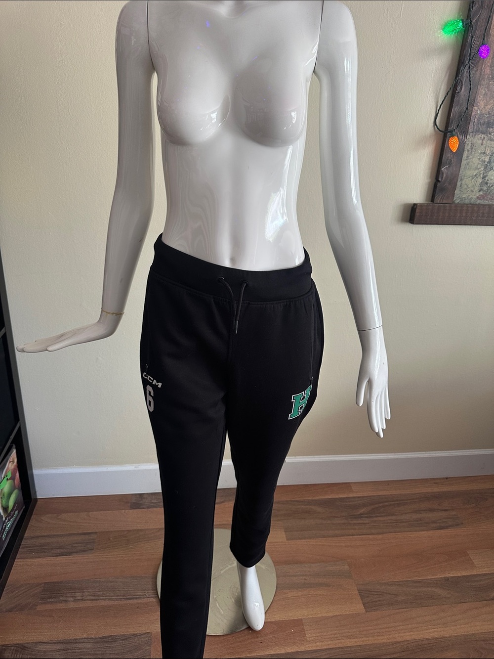 CCM Black Track Joggers with Green Accent